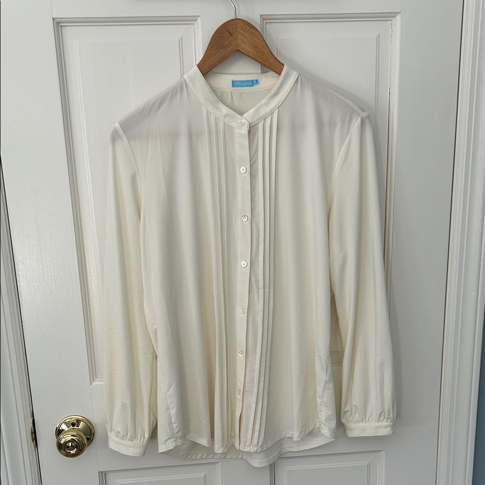 J Mc Laughlin Ivory Lissette (?) Jersey Blouse small EUC!